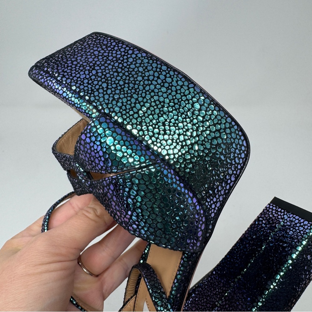 AQUAZZURA Sinner Ombre Platform Ankle-strap Sandals In Petroleum - Picture 9 of 16